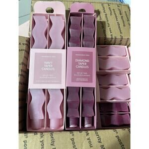 Bundle (11-2 pack) 7 packs Crepe Pink & 4 packs Juneberry 10” Wavy Taper Candles